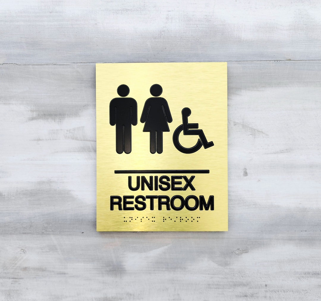 ADA Compliant Unisex Restroom Sign. Handicap Accessible Unisex Bathroom