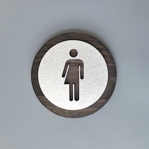 Unisex bathroom sign. All gender restroom sign. Modern bathroom door sign. Gender neutral toilet. Office. Restaurant. Hotel. Business.