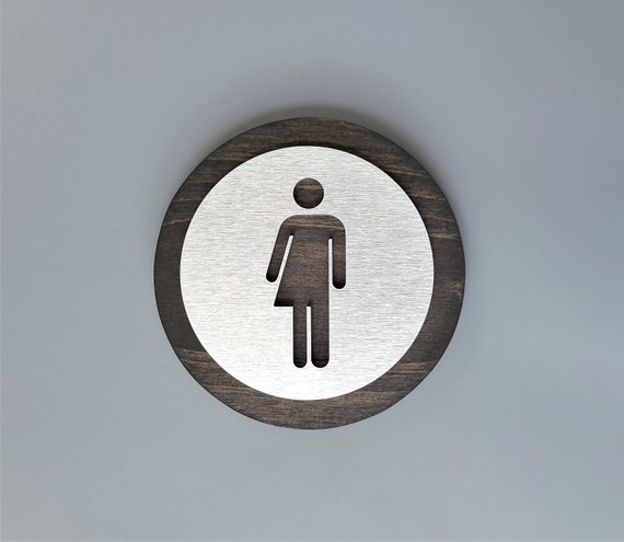 Unisex bathroom sign. All gender restroom sign. Modern bathroom door sign. Gender neutral toilet. Office. Restaurant. Hotel. Business.