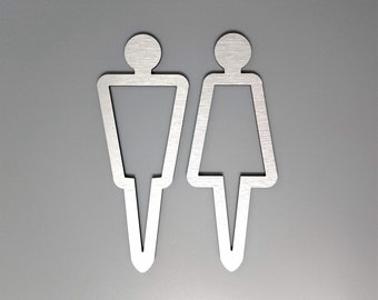 Male Female figures for bathroom door - set of 2. Men Women symbols for restroom. Restroom door signs. All gender bathroom signs.