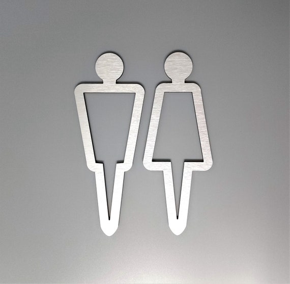 Male Female figures for bathroom door - set of 2. Men Women symbols for restroom. Restroom door signs. All gender bathroom signs.