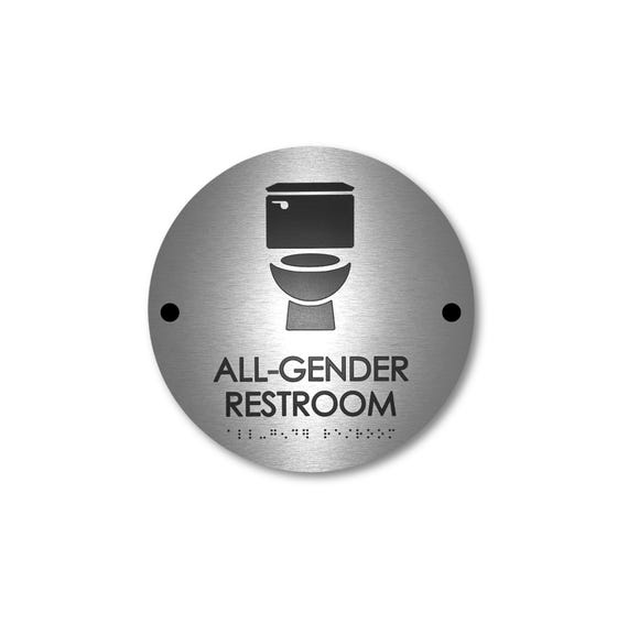 All Gender Restroom Sign ADA Compliant | Unisex Bathroom Sign with Braille | Modern Toilet Sign | Office Business Door Sign