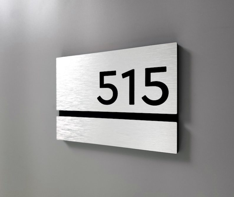 Sign Number 515 Brushed Aluminum Number Plaque. Silver Room Numbers. Apartment Number ...