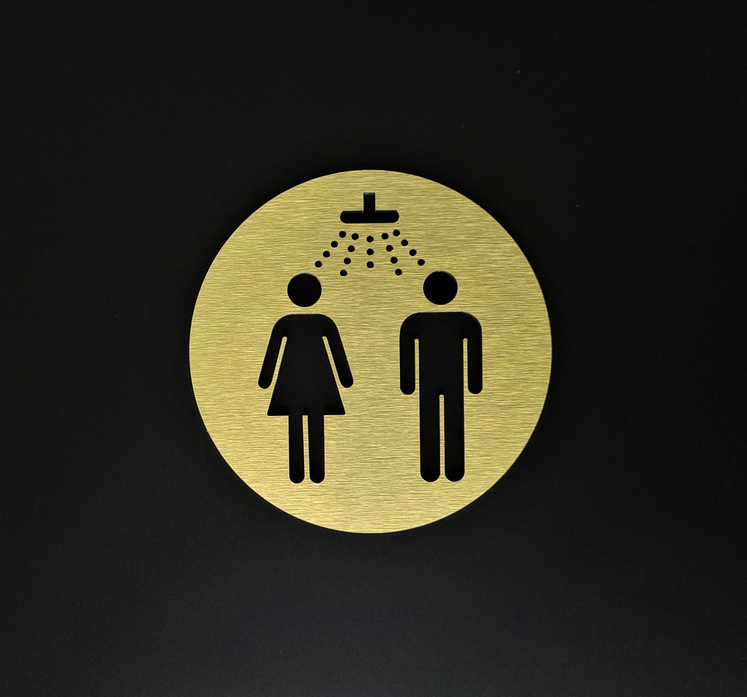 Shower Room Door Sign With Gender Neutral Symbol Etsy
