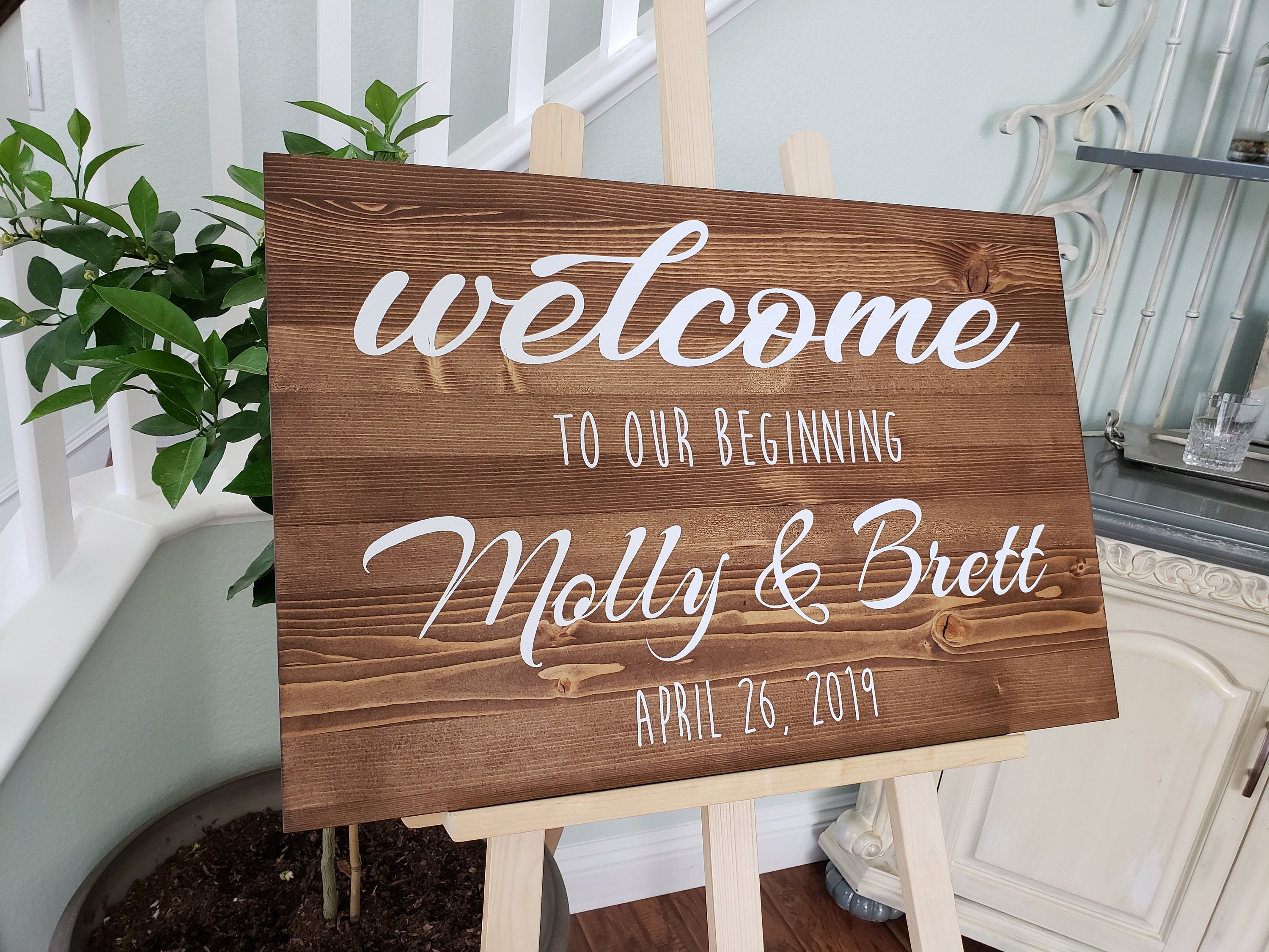 Wedding Welcome Sign Welcome To Our Beginning Welcome Wedding Sign Rustic Wedding Signs Wood Welcome Sign Wedding