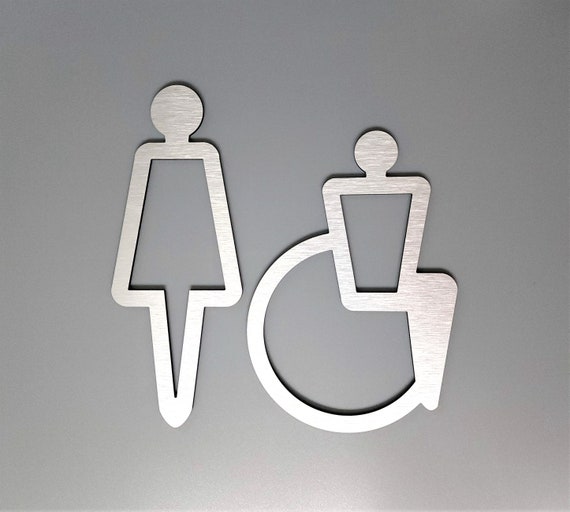 Female restroom figures - set of 2. Handicap accessible bathroom signs. Symbols for bathroom door. Womens restroom signs.