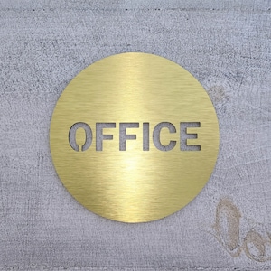 Aluminum Office sign for door. Office door sign. Modern business signage. Silver. Gold.