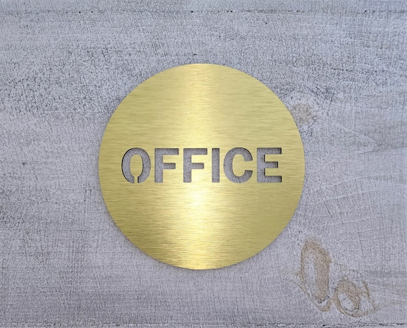 Aluminum Office sign for door. Office door sign. Modern business signage. Silver. Gold.