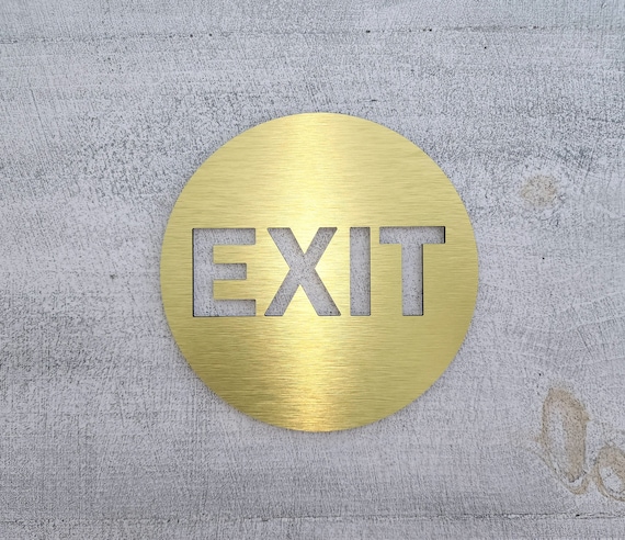 Exit door sign. Informational safety signs. Modern office signage.