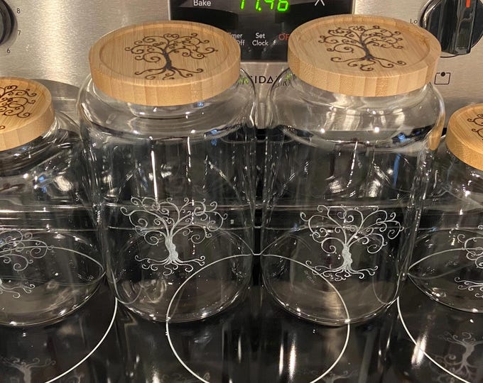 Featured listing image: Hand etched and wood burned canister set
