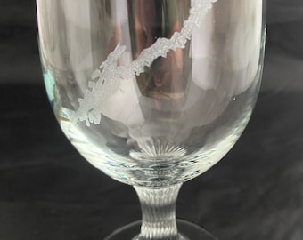 Hand etched Lake George on a 10 ounce goblet