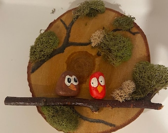Pebble art- cardinals