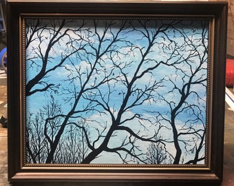 Acrylic painting- fall silhouette