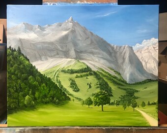 Oil painting of The Zugspitze in Germany