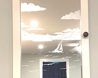 Lake George- hand etched mirror