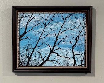 Acrylic painting- fall silhouette