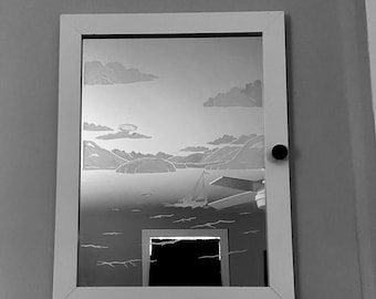 Lake George- hand etched mirror