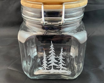Hand etched/wood burned canister