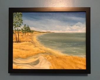 Painting- "Port Crescent State Park, Port Austin Michigan, Lake Huron"- oil on canvas
