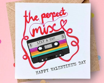 Personalised Valentines Card For Music Lovers - The Perfect Mixtape - Retro Musician Card For Her - Valentines Day Gift For Husband or Wife