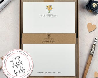 Customized Sunflower Letter Writing Set - Elegant Floral Writing Stationery with Optional Envelopes Gift Box