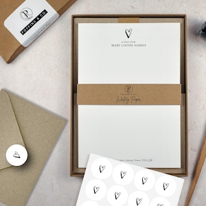 Personalised Writing Paper - Heart Love Letter - Correspondence Stationery Set - Customized Letter Writing Set - Add Envelopes and Gift Box