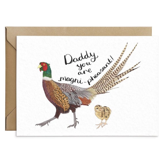 Magni-pheasant Daddy Cute Fathers Day Card From Baby - Etsy