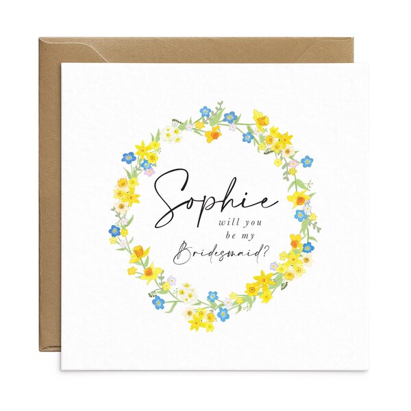 Spring Bridesmaid Proposal Card - Will You Be My Bridesmaid Proposal Card - Card For Maid of Honour - Flower Girl Card - Daffodil Card