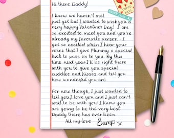 Daddy To Be Valentines Card - For My Daddy From Bump Card - Card From Baby Bump - Pregnancy Valentine From Bump - Card For Dad To Be