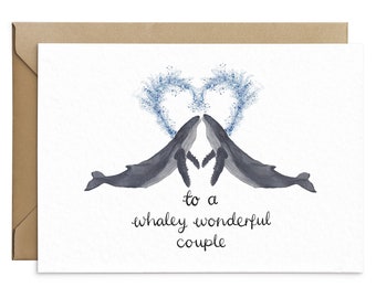 Whale Wonderful Couple Card - Alternative Engagement and Wedding Card -  Humpback Whale Anniversary Card
