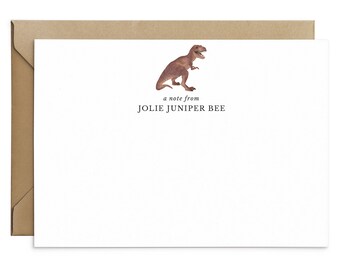 Dinosaur Personalised Note Cards - Dino Correspondence Cards Set - Bespoke Stationery - A6 Note Cards - Mothers Day Gift