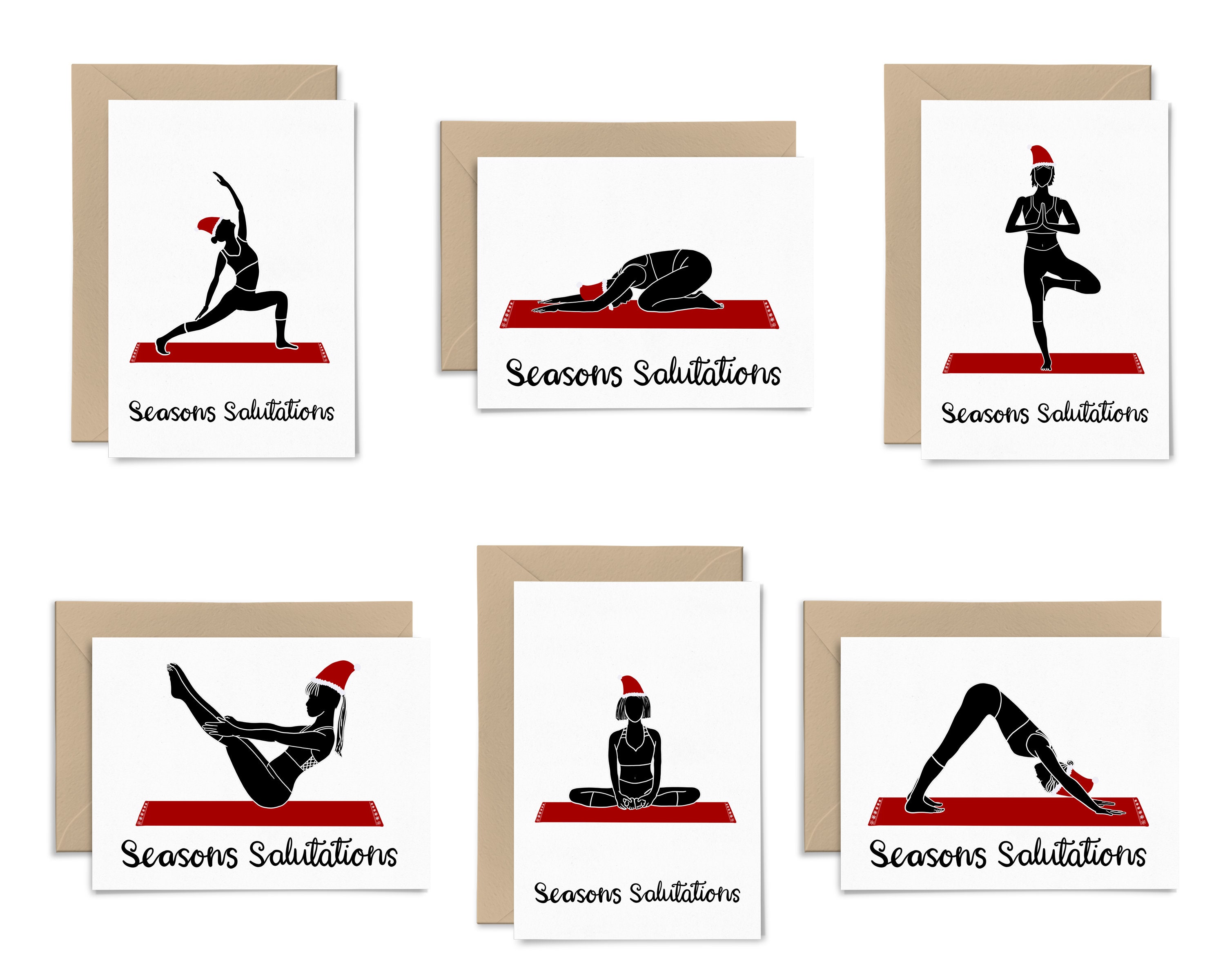 Yoga Christmas Cards Yoga poses Funny Christmas Card | Etsy