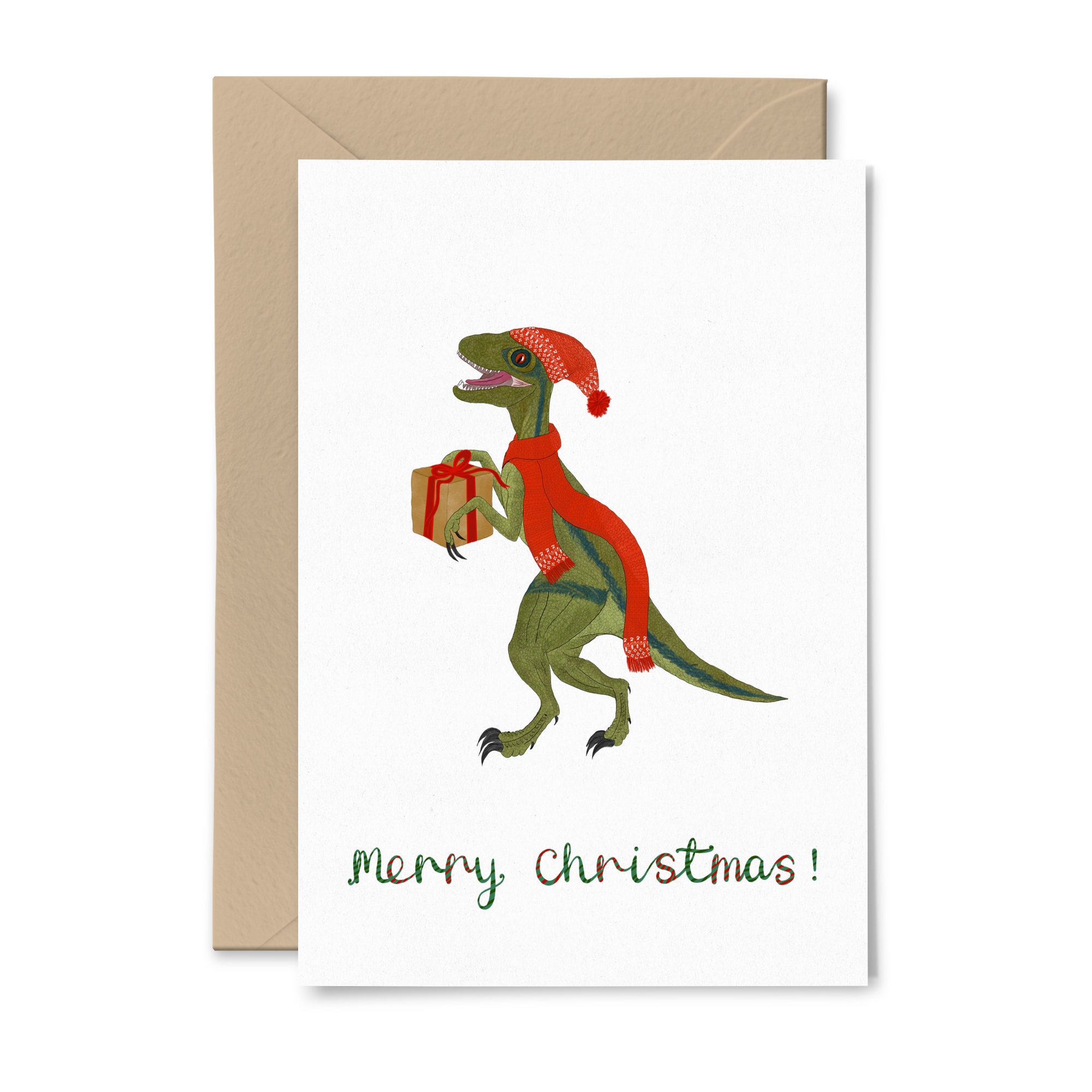 T Rex Christmas Card 