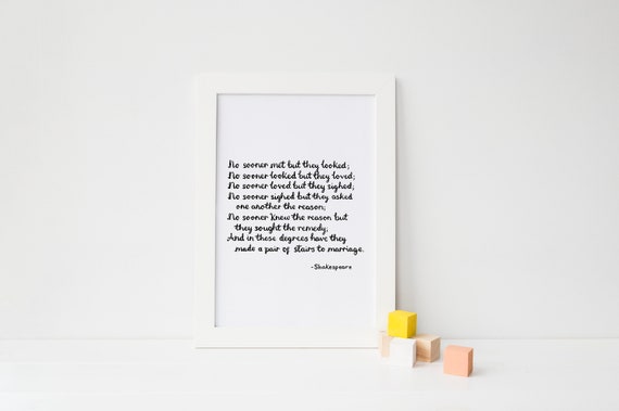 Romeo And Juliet Quote Print Marriage Quote Print Wedding Etsy