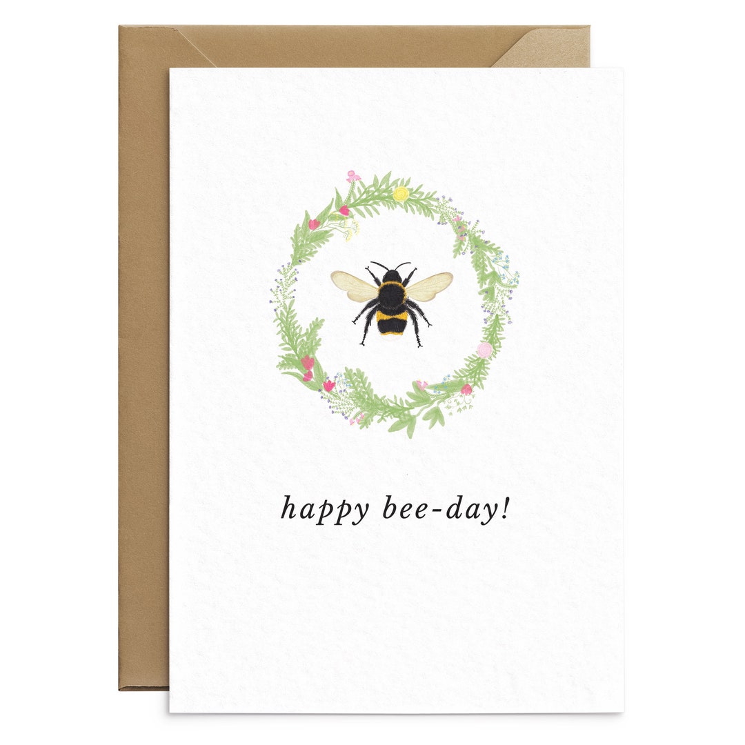 Bee Birthday Card Happy Bee Day Card Eco Friendly Card - Etsy