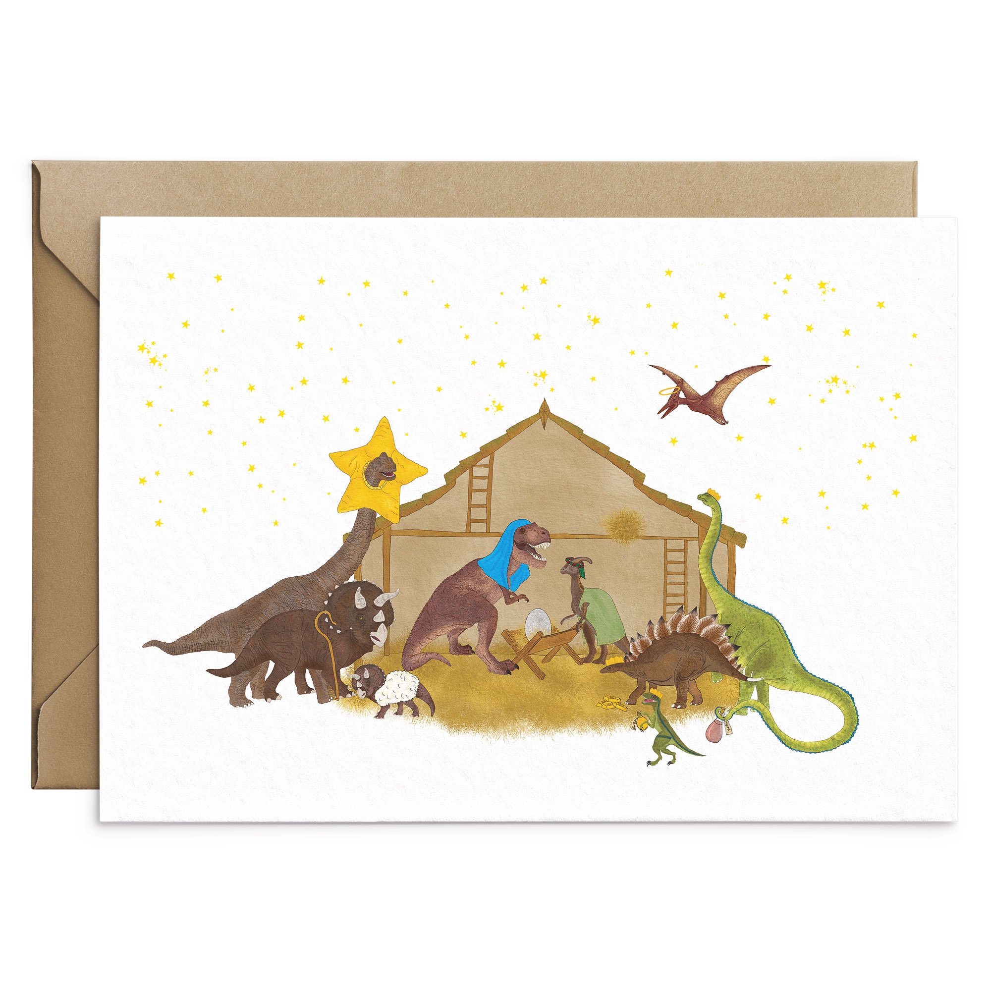 Dinosaur Nativity Christmas Cards Set of 6 Quirky Holiday Etsy