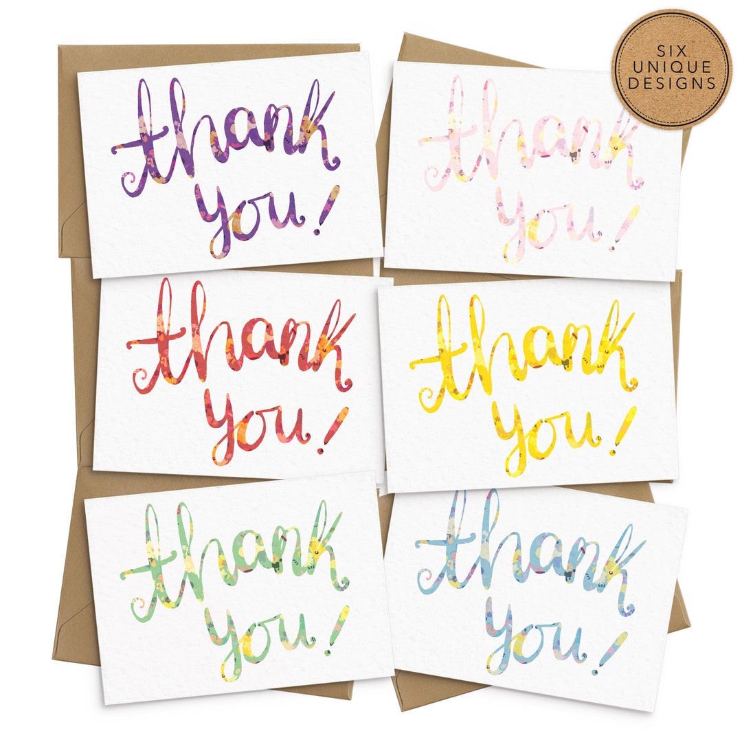 Floral Thank You Cards - Set of 6 - Bridesmaid Thank You Cards - Etsy