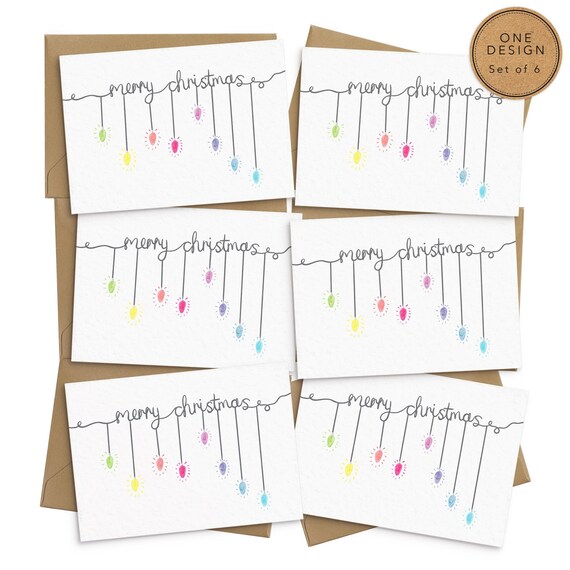 Christmas card pack hand drawn christmas cards personalised message card christmas card set christmas lights elegant christmas