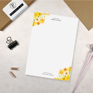 Personalised Writing Paper Set - Yellow Daffodil Stationery Set - Spring Floral Letter Paper - Add Envelopes and Gift Box image 9