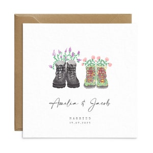 Personalised Hiking Boots Wedding Card - Alternative Engagement Card - Custom Anniversary Card - Mountain Hiking Card - Card For Walkers