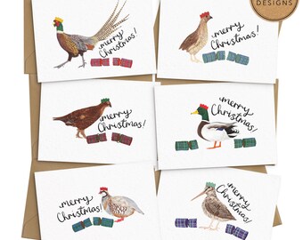 Funny Game Bird Christmas Cards - Set of 6 - Quirky Christmas Bird Cards - Cute Festive Birds Cards