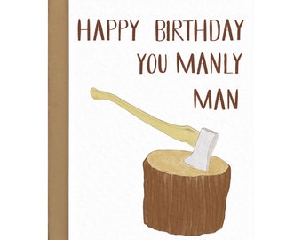 Funny Manly Man Birthday Card - Funny Birthday Card For Men