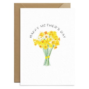 Mothers Day Card - Daffodil Bouquet Card - Daffodil Mother’s Day Card - Spring Card For Mum