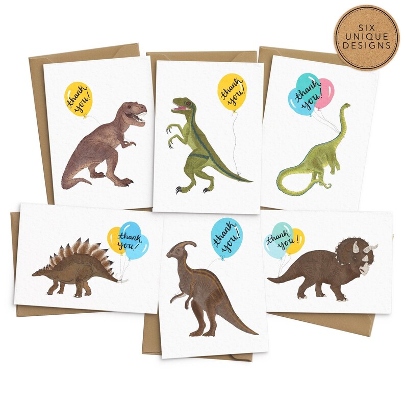 Cute Dinosaur Thank You Card Set Dino Thank You Cards Cute Etsy UK