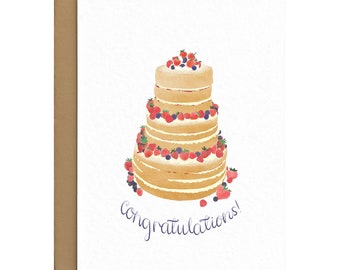 Wedding Renewal Card - Strawberry Wedding Cake Card - Vow Renewal Or Engagement Card - Congratulations Wedding Card