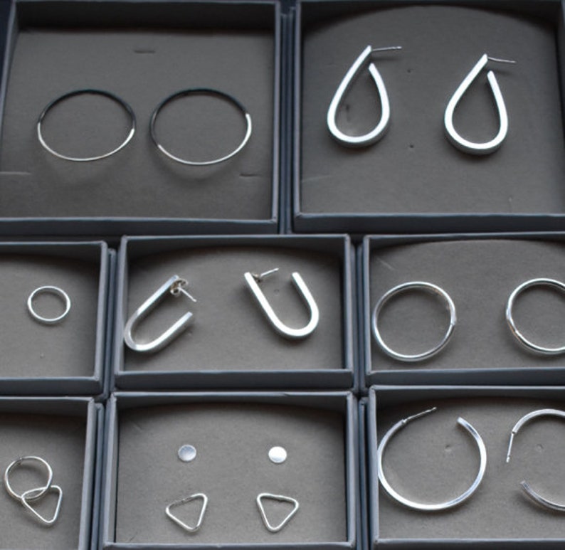 Long and chunky Sterling silver 925 hoop statement earrings Handmade