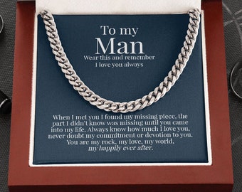 To My Man Necklace for Him, Necklace for Boyfriend Husband My Man from Girlfriend Wife Boyfriend