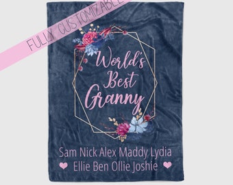 Granny Blanket, Custom Blanket for Grandma, Nanna, Nan Personalized Blanket from Grandchildren