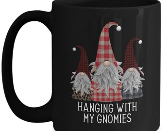 Gnome Mug Hanging with My Gnomies Funny Christmas Cup German Scandinavian Gnomes Gif for Men and Women