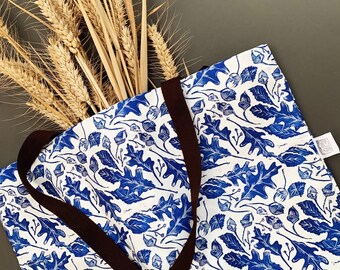 Acorn Tote Cotton Shopping Bag Picnic Bag Sports Bag Market Bag Yoga Bag Shoulder Bag Handmade Large